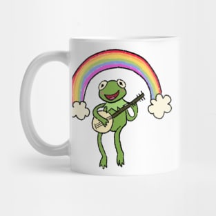 frog with banjo under rainbow Mug